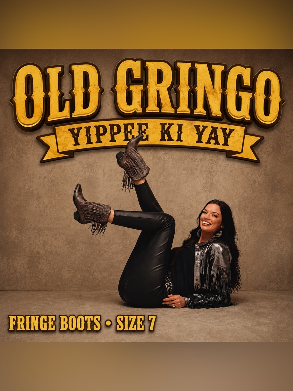 Old Gringo Yippee Ki Yay Fringe Cowboy Boots Brown Women’s 7M